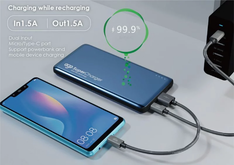 Model P10 Rony ego P10 SCP Huawei Super Fast Charging 10000mAh Power Bank - Blue | YOHO