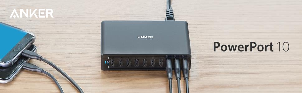Anker PowerPort 10 60W 10 Port Charger - Black A2133K11 | YOHO