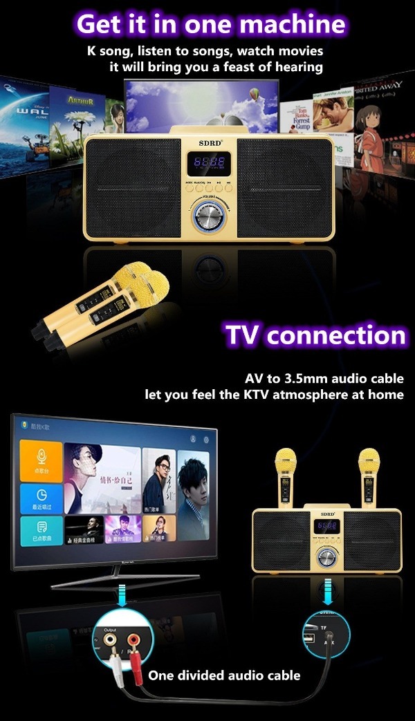 SDRD SD-309 Portable Speaker Bluetooth - Gold | YOHO