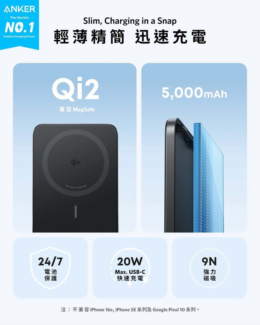 Anker Nano Power Bank 5K,MagGo,Slim 5000mAh Portable Power Bank