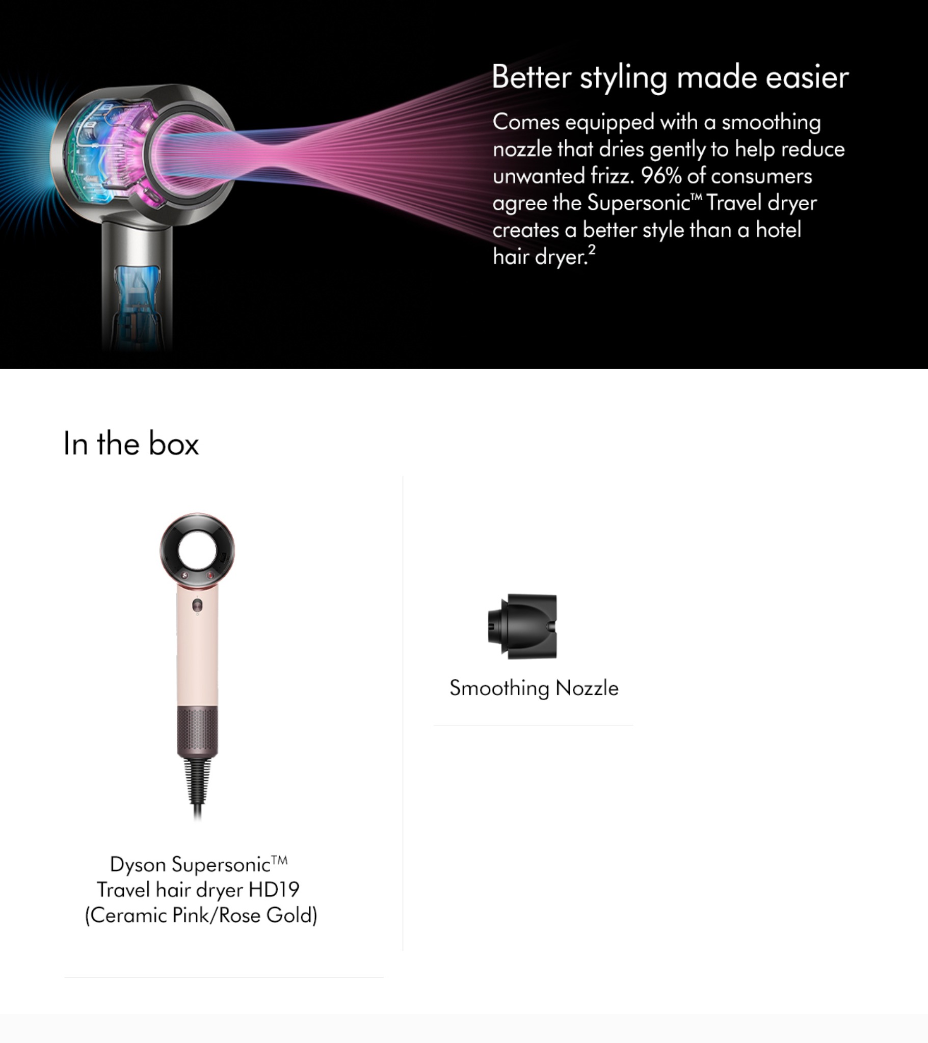 Dyson Supersonic™ Travel hair dryer HD19 in Ceramic Pink and Rose 